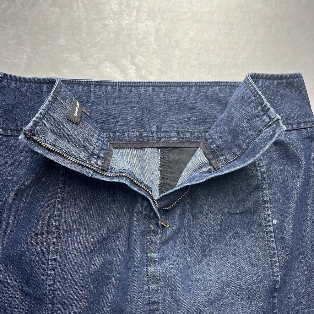 Express Design Studios Denim Skirt Womens Sz 4 Zip Back Pencil Career Casual VTG - Picture 6 of 9
